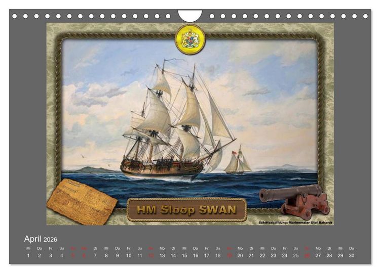 Produktbild: 500 Jahre unter Segeln - von der GOLDEN HIND zur KERSHONES (Wandkalender 2026 DIN A4 quer), CALVENDO Monatskalender