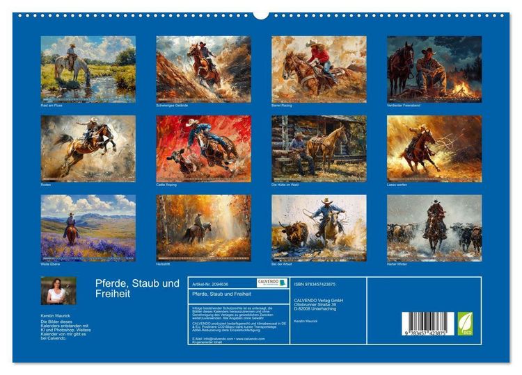 Produktbild: Pferde, Staub und Freiheit (hochwertiger Premium Wandkalender 2026 DIN A2 quer), Kunstdruck in Hochglanz