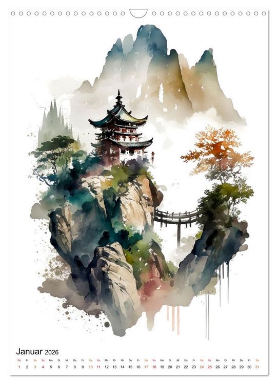 Produktbild: China - Aquarellmalerei (Wandkalender 2026 DIN A3 hoch), CALVENDO Monatskalender