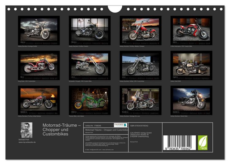 Produktbild: Motorrad-Tr&auml;ume &ndash; Chopper und Custombikes (Wandkalender 2025 DIN A4 quer), CALVENDO Monatskalender