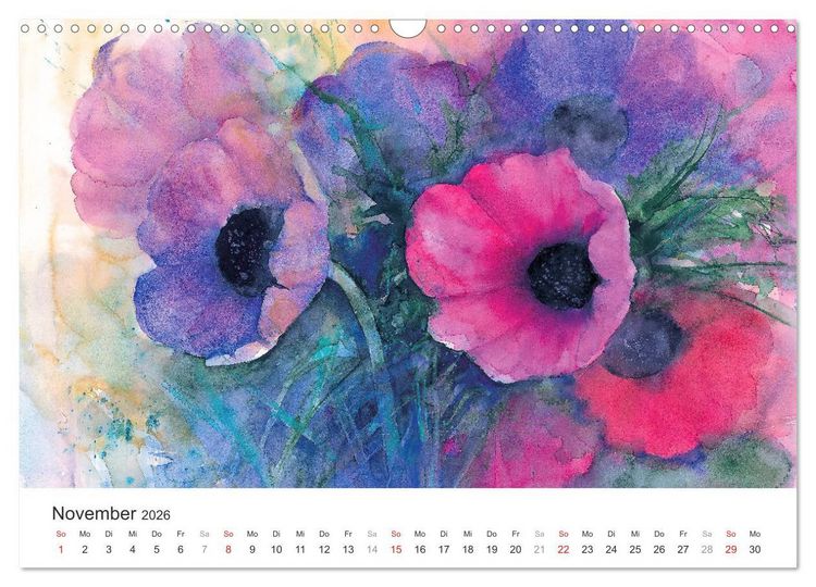 Produktbild: Bl&uuml;tenzauber - Aquarelle von ECKARD FUNCK (Wandkalender 2026 DIN A3 quer), CALVENDO Monatskalender