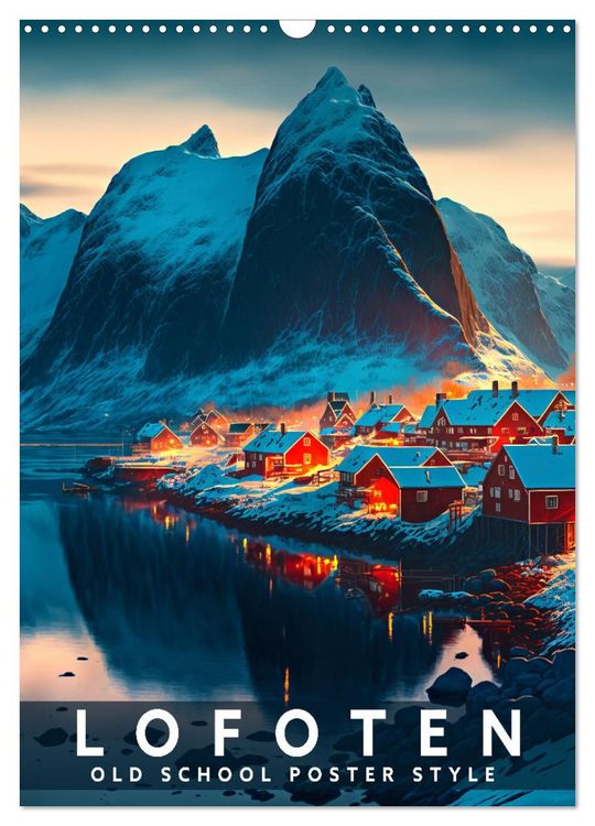 Produktbild: Lofoten - Old School Poster Style (Wandkalender 2026 DIN A3 hoch), CALVENDO Monatskalender