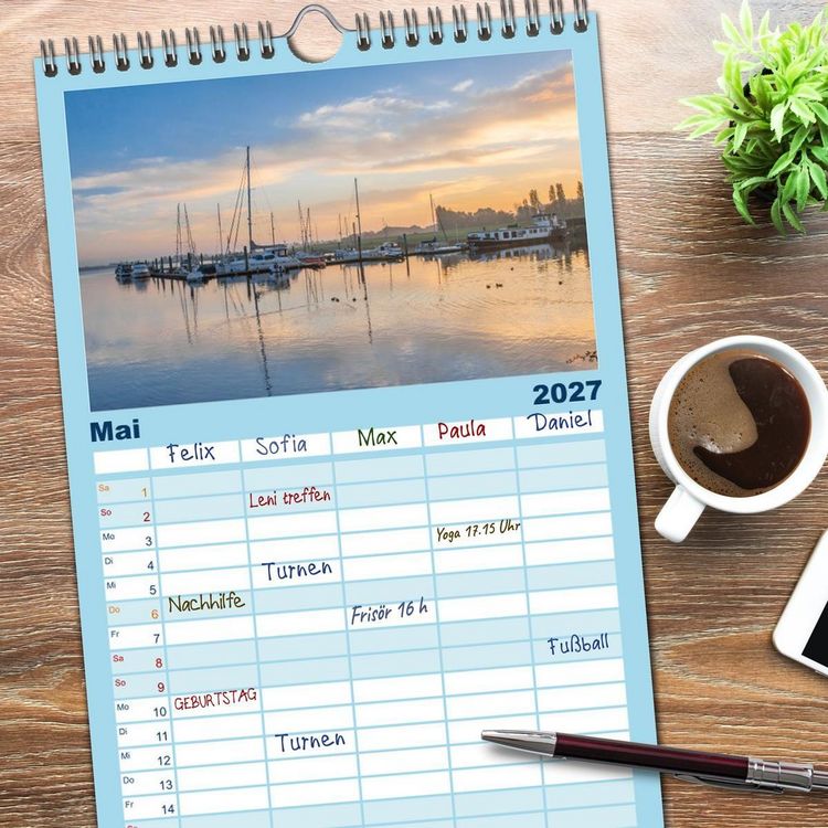 Produktbild: Familienplaner 2027 - Greetsiel in Ostfriesland mit 5 Spalten (Wandkalender, 21 x 45 cm) CALVENDO