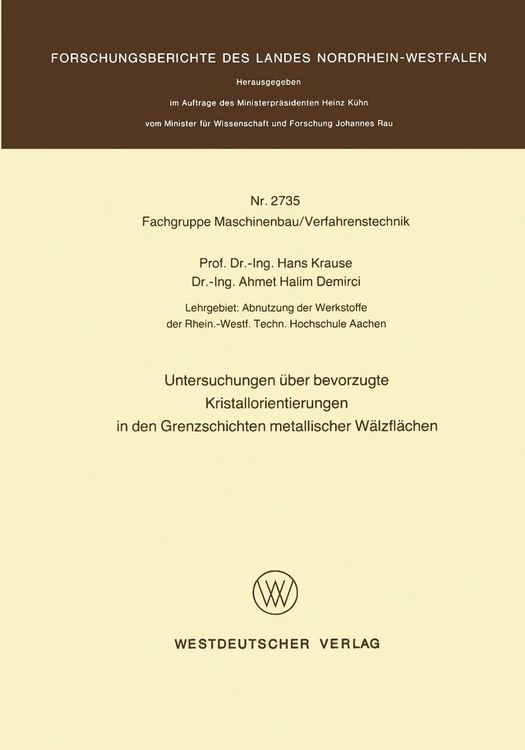 Produktbild: Untersuchungen &uuml;ber bevorzugte Kristallorientierungen in den Grenzschichten metallischer W&auml;lzfl&auml;chen