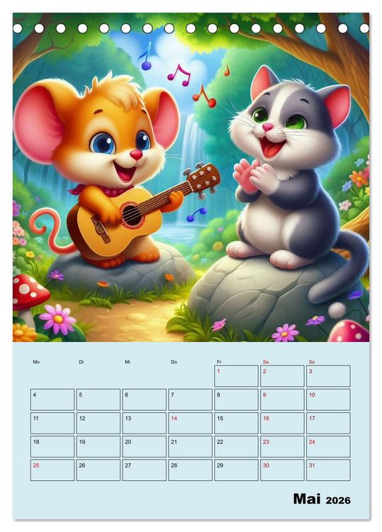 Produktbild: Waldtiere machen Musik (Tischkalender 2026 DIN A5 hoch), CALVENDO Monatskalender