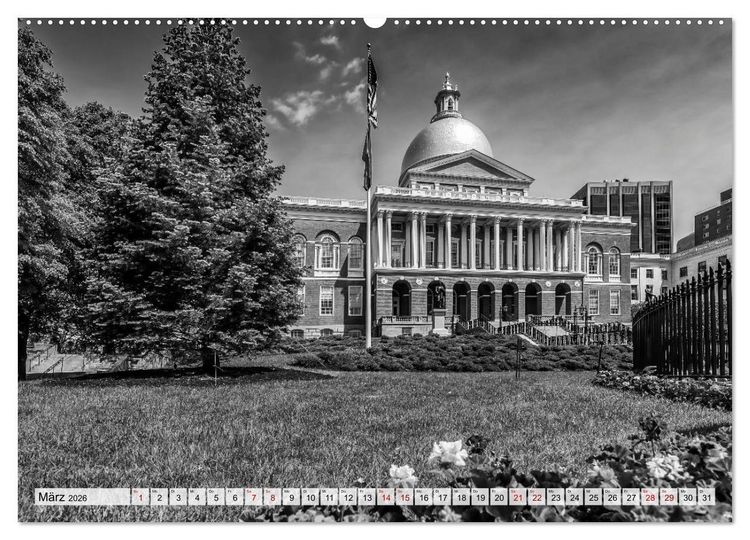 Produktbild: BOSTON Monochrome Stadtansichten (hochwertiger Premium Wandkalender 2026 DIN A2 quer), Kunstdruck in Hochglanz
