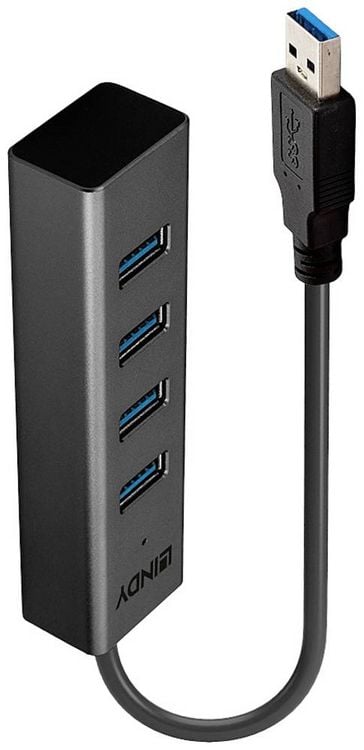 Produktbild: LINDY 43324 USB-Hub 4 Port USB-A USB 3.1 Gen1 5 GBit/s Schwarz 43324