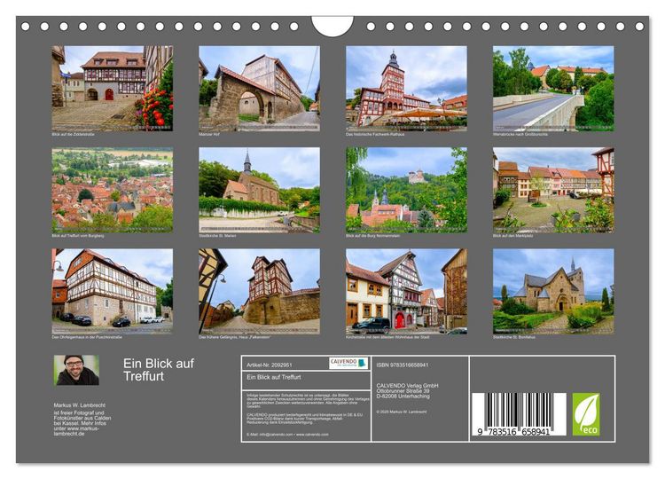 Produktbild: Ein Blick auf Treffurt (Wandkalender 2026 DIN A4 quer), CALVENDO Monatskalender