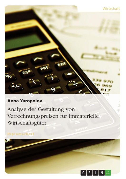 Produktbild: Analyse der Gestaltung von Verrechnungspreisen f&uuml;r immaterielle Wirtschaftsg&uuml;ter