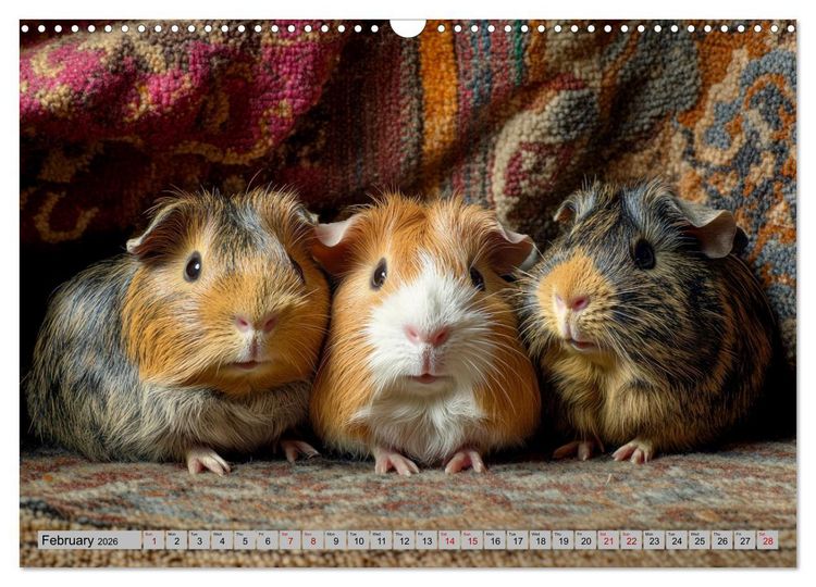 Produktbild: Guinea Pigs with Happy Squeal (Wall Calendar 2026 DIN A3 landscape), CALVENDO 12 Month Wall Calendar