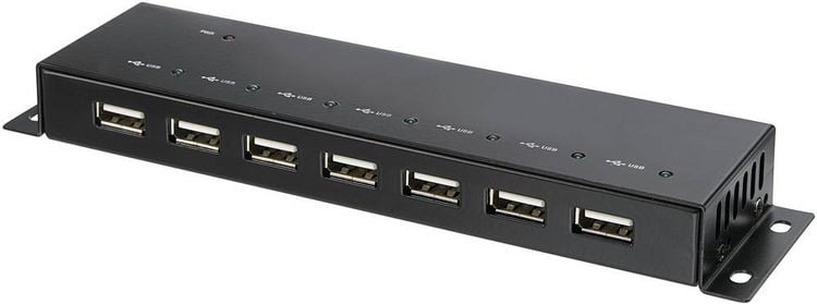 Produktbild: Renkforce RF-4791678 USB-Hub 7 Port USB-A USB 2.0 480 MBit/s Metallgeh&auml;use, zur Wandmontage Schwarz RF-4791678
