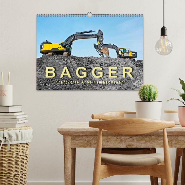Produktbild: Bagger - kraftvolle Arbeitsmaschinen (Wandkalender 2026 DIN A3 quer), CALVENDO Monatskalender