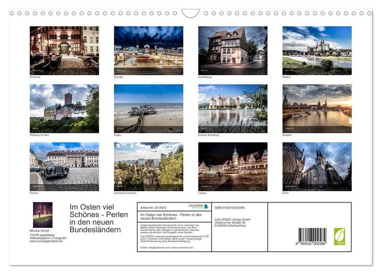 Produktbild: Im Osten viel Sch&ouml;nes - Perlen in den neuen Bundesl&auml;ndern (Wandkalender 2026 DIN A3 quer), CALVENDO Monatskalender