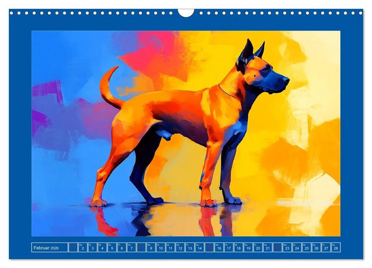 Produktbild: Kraftvolle Partner. Hunde in k&uuml;nstlerischer &Ouml;loptik (Wandkalender 2026 DIN A3 quer), CALVENDO Monatskalender