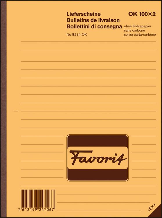 Produktbild: FAVORIT Durchschreibebuch Lieferscheine, A6 100 x 2 r/w d/f/i