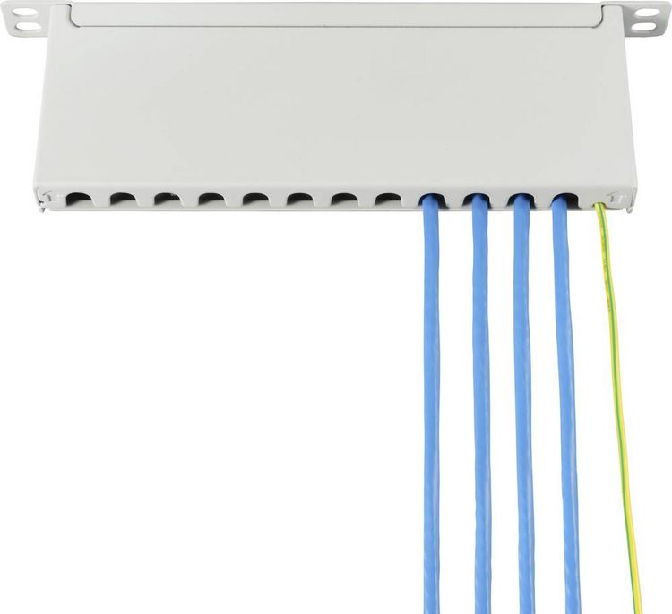 Produktbild: Renkforce RF-4996628 12 Port Patch-Panel 254mm (10") CAT 6a 0.5 HE Grau Best&uuml;ckt