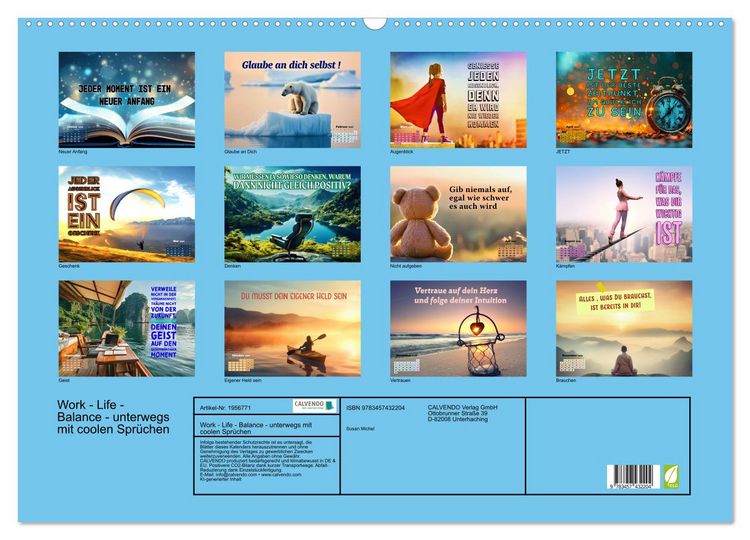 Produktbild: Work - Life - Balance - unterwegs mit coolen Spr&uuml;chen (Wandkalender 2026 DIN A2 quer), CALVENDO Monatskalender