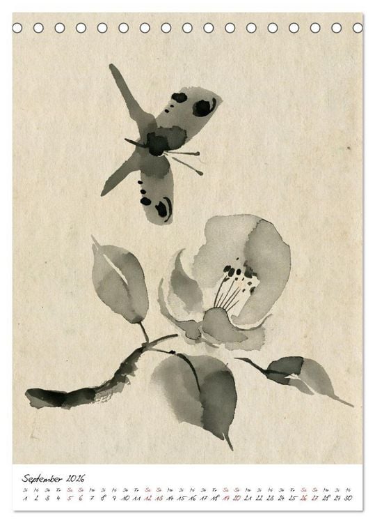 Produktbild: Sumi-e Kunst im japanischen Stil (Tischkalender 2026 DIN A5 hoch), CALVENDO Monatskalender