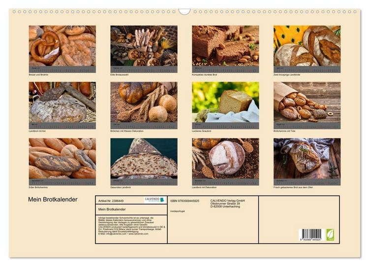 Produktbild: Mein Brotkalender (Wandkalender 2027 DIN A2 quer), CALVENDO Monatskalender