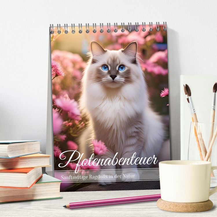 Produktbild: Pfotenabenteuer - Ragdolls in der Natur (Tischkalender 2026 DIN A5 hoch), CALVENDO Monatskalender