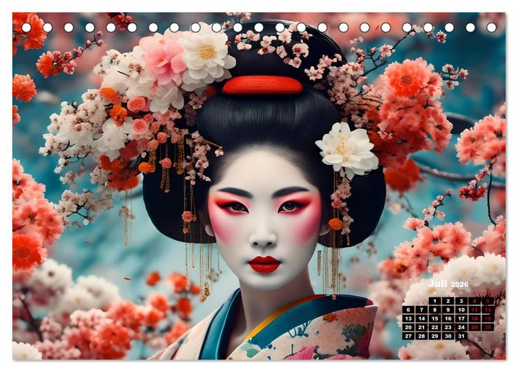 Produktbild: Geishas Portraits von japanischen Gastgeberinnen inspiriert (Tischkalender 2026 DIN A5 quer), CALVENDO Monatskalender