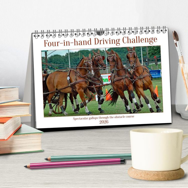 Produktbild: Four-in-hand Driving Challenge (Desk Calendar 2026 DIN A5 landscape), CALVENDO 12 Month DeskCalendar