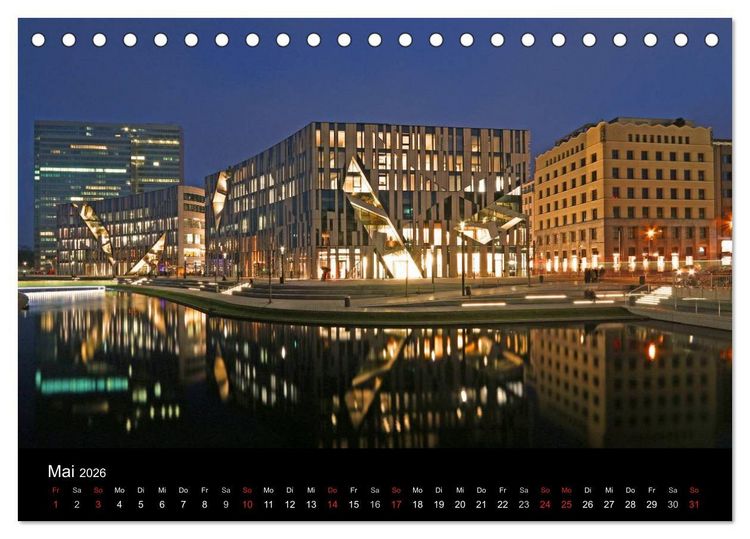 Produktbild: D&uuml;sseldorf Abendstimmungen und Nachtansichten (Tischkalender 2026 DIN A5 quer), CALVENDO Monatskalender