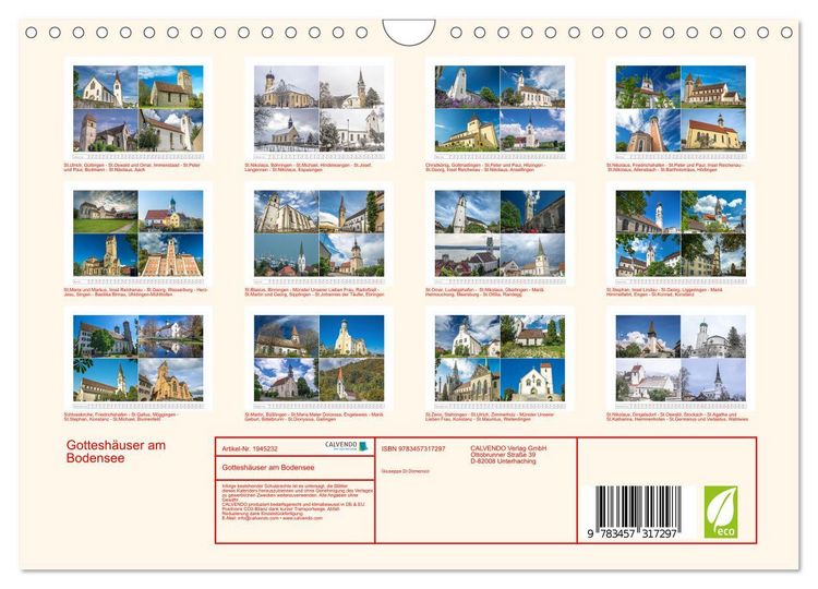 Produktbild: Gottesh&auml;user am Bodensee (Wandkalender 2026 DIN A4 quer), CALVENDO Monatskalender