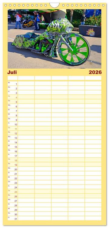 Produktbild: Familienplaner 2026 - BEST OF HARLEY-DAVIDSON BAGGER-STYLE mit 5 Spalten (Wandkalender, 21 x 45 cm) CALVENDO
