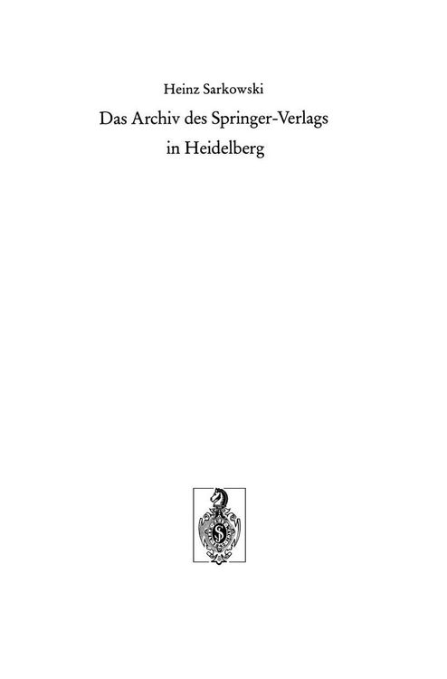 Produktbild: Das Archiv des Springer-Verlags in Heidelberg