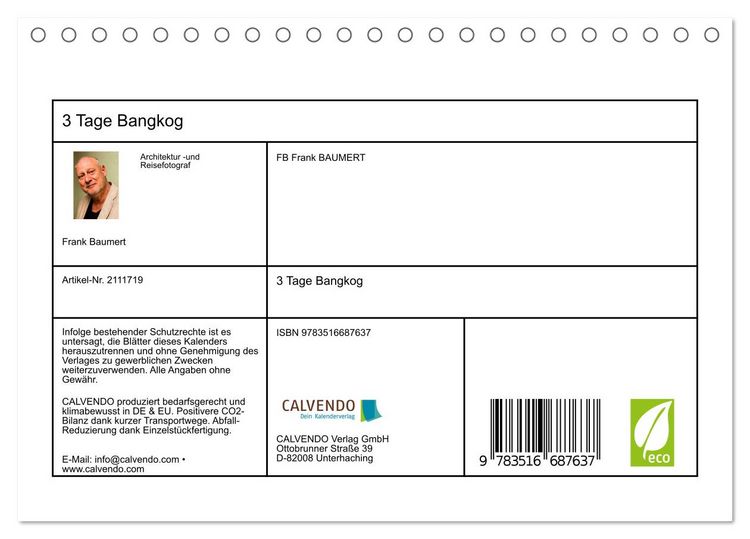 Produktbild: 3 Tage Bangkog (Tischkalender 2026 DIN A5 quer), CALVENDO Monatskalender