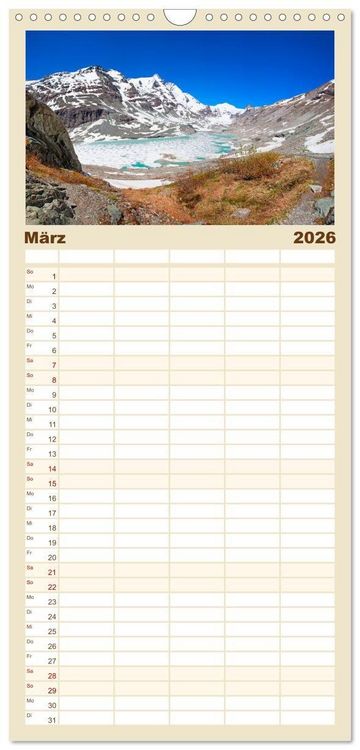 Produktbild: Familienplaner 2026 - Die H&ouml;chsten der Alpen mit 5 Spalten (Wandkalender, 21 x 45 cm) CALVENDO