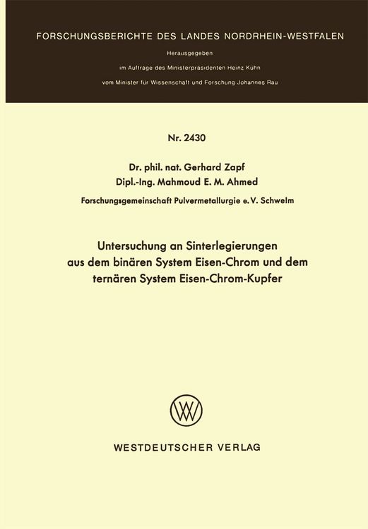 Produktbild: Untersuchung an Sinterlegierungen aus dem bin&auml;ren System Eisen-Chrom und dem tern&auml;ren System Eisen-Chrom-Kupfer