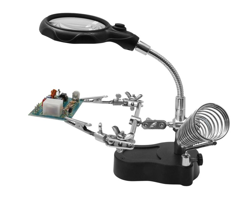 Produktbild: PEBARO HH3 - Helping Hand mit LED-Licht und Lupe, LED-Beleuchtung f&uuml;r Elektronik und Modellbau