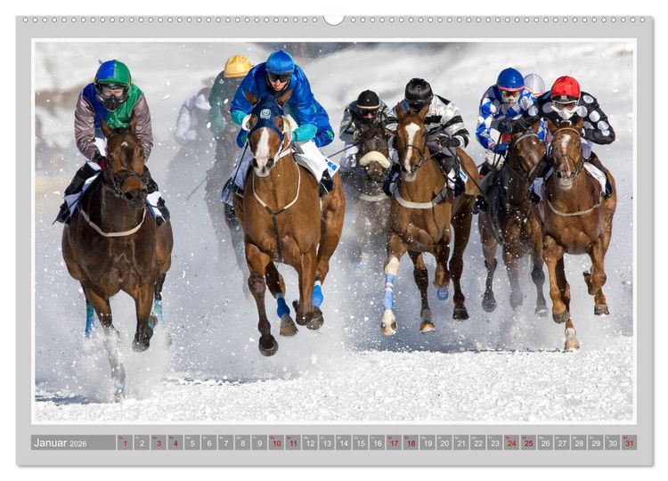 Produktbild: Pferde-Rennen auf Schnee und im Wasser (Wandkalender 2026 DIN A2 quer), CALVENDO Monatskalender