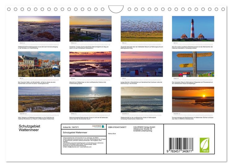 Produktbild: Schutzgebiet Wattenmeer (Wandkalender 2026 DIN A4 quer), CALVENDO Monatskalender