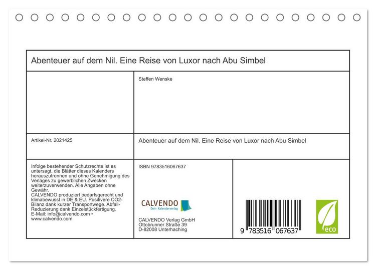 Produktbild: Abenteuer auf dem Nil. Eine Reise von Luxor nach Abu Simbel (Tischkalender 2026 DIN A5 quer), CALVENDO Monatskalender