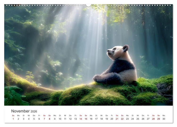 Produktbild: Schwarz auf Wei&szlig; - Der Panda-Kalender (Wandkalender 2026 DIN A2 quer), CALVENDO Monatskalender