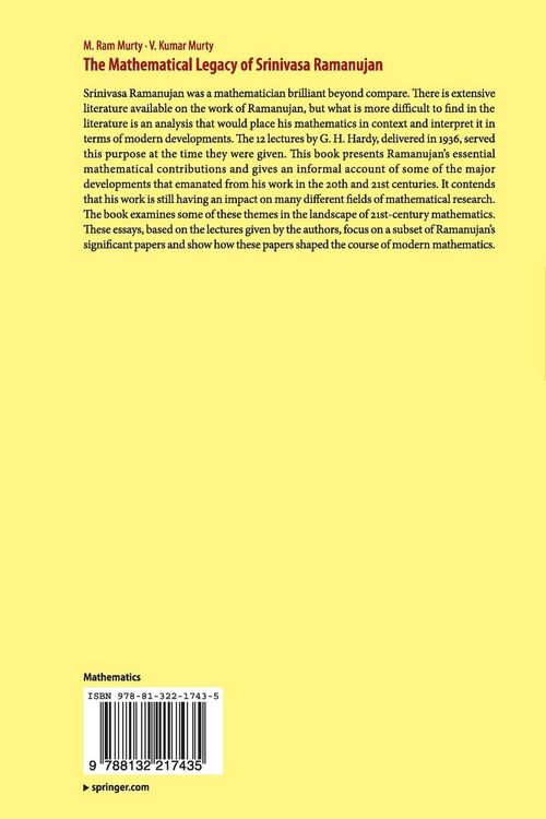 Produktbild: The Mathematical Legacy of Srinivasa Ramanujan