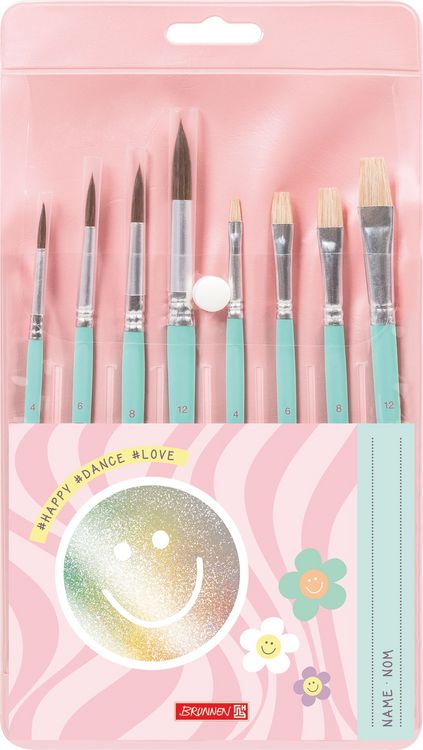 Produktbild: Brunnen Schulpinsel-Set Happy Hippie &brvbar; mint, 8 Pinsel