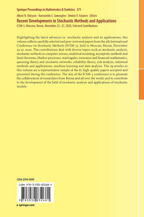 Produktbild: Recent Developments in Stochastic Methods and Applications
