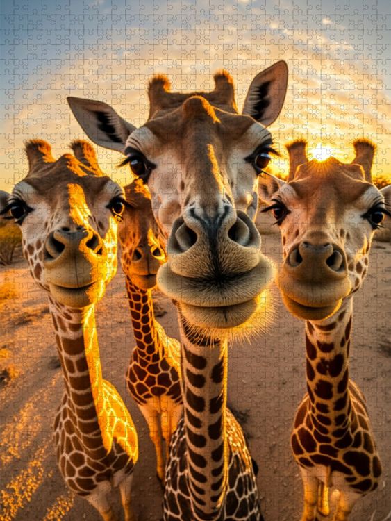 Produktbild: CALVENDO Puzzle Giraffen | 1000 Teile Lege-Gr&ouml;&szlig;e 64x48cm Foto-Puzzle f&uuml;r gl&uuml;ckliche Stunden
