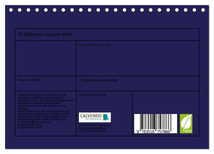 Produktbild: 12 M&auml;rchen unserer Welt (Tischkalender 2027 DIN A5 quer), CALVENDO Monatskalender