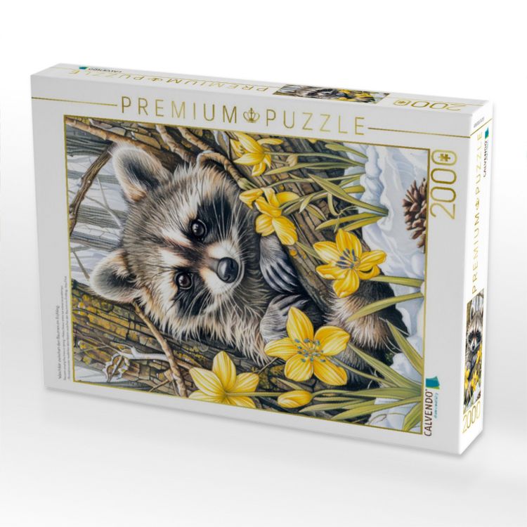 Produktbild: CALVENDO Puzzle Waschb&auml;r zwischen den B&auml;umen im Fr&uuml;hling. | 2000 Teile Lege-Gr&ouml;&szlig;e 90x67cm Foto-Puzzle f&uuml;r gl&uuml;ckliche Stunden