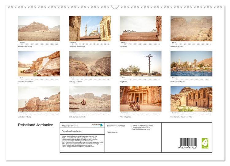 Produktbild: Reiseland Jordanien (hochwertiger Premium Wandkalender 2026 DIN A2 quer), Kunstdruck in Hochglanz