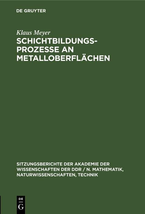 Produktbild: Schichtbildungsprozesse an Metalloberfl&auml;chen