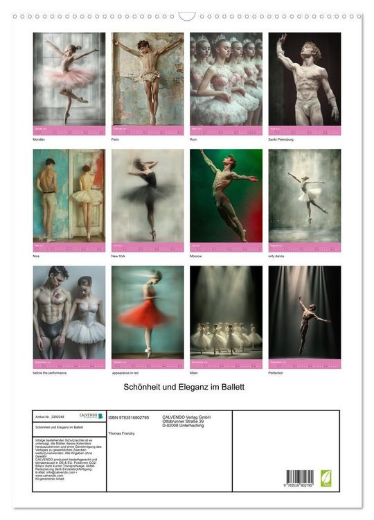 Produktbild: Sch&ouml;nheit und Eleganz im Ballett (Wandkalender 2027 DIN A2 hoch), CALVENDO Monatskalender