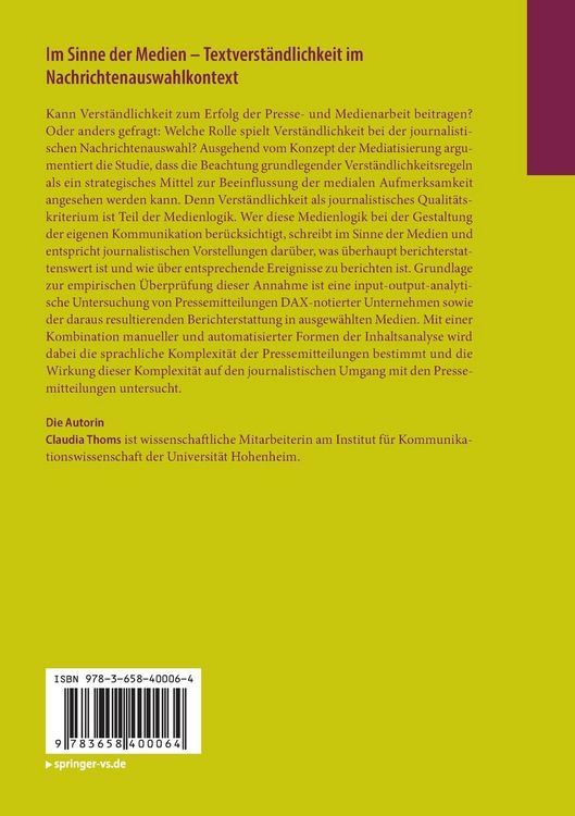 Produktbild: Im Sinne der Medien &ndash; Textverst&auml;ndlichkeit im Nachrichtenauswahlkontext