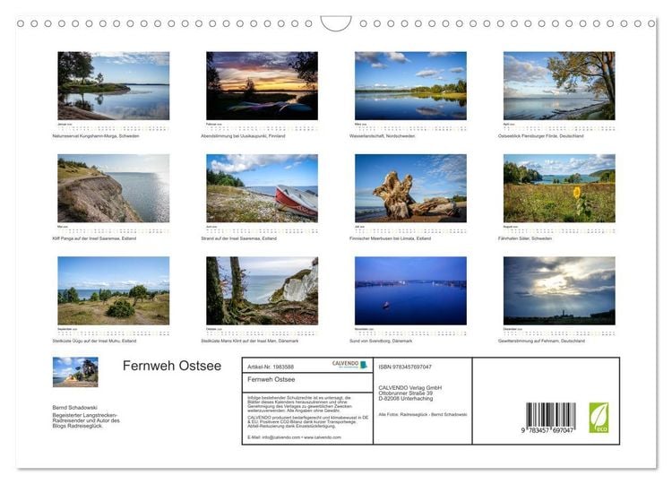 Produktbild: Fernweh Ostsee (Wandkalender 2026 DIN A3 quer), CALVENDO Monatskalender