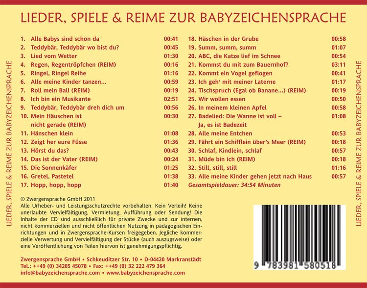 Produktbild: Lieder, Spiele & Reime zur Babyzeichensprache